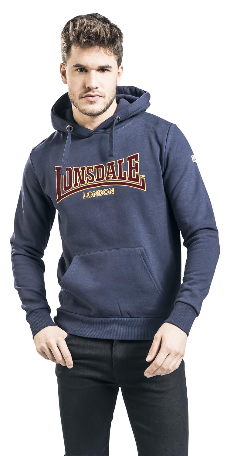 Lonsdale London Hooded Classic LL002 Hombre Sudadera con Capucha Azul