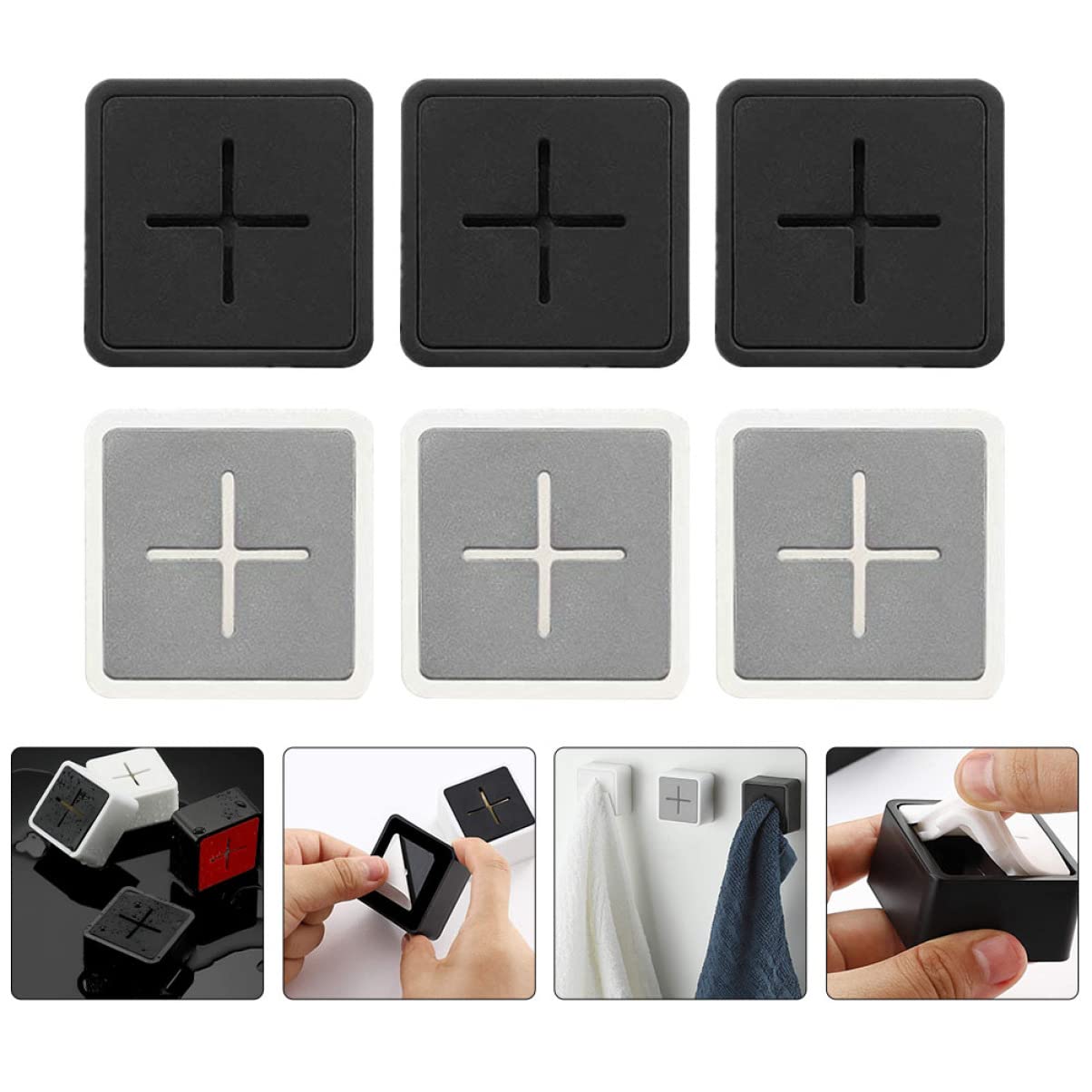jojofuny 12piezas Ganchos Para Toallas Autoadhesivos De Abs Para Cocina y Baño Para Colgar Toallas y Paños De Cocina Diseño y Seguro