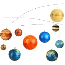 Hollowfly 3D Solar System Mobile Hanging Planet Solar System Decoration Educational Planet Model Large Space Nursery Decor Boy Girl Space Theme Gift