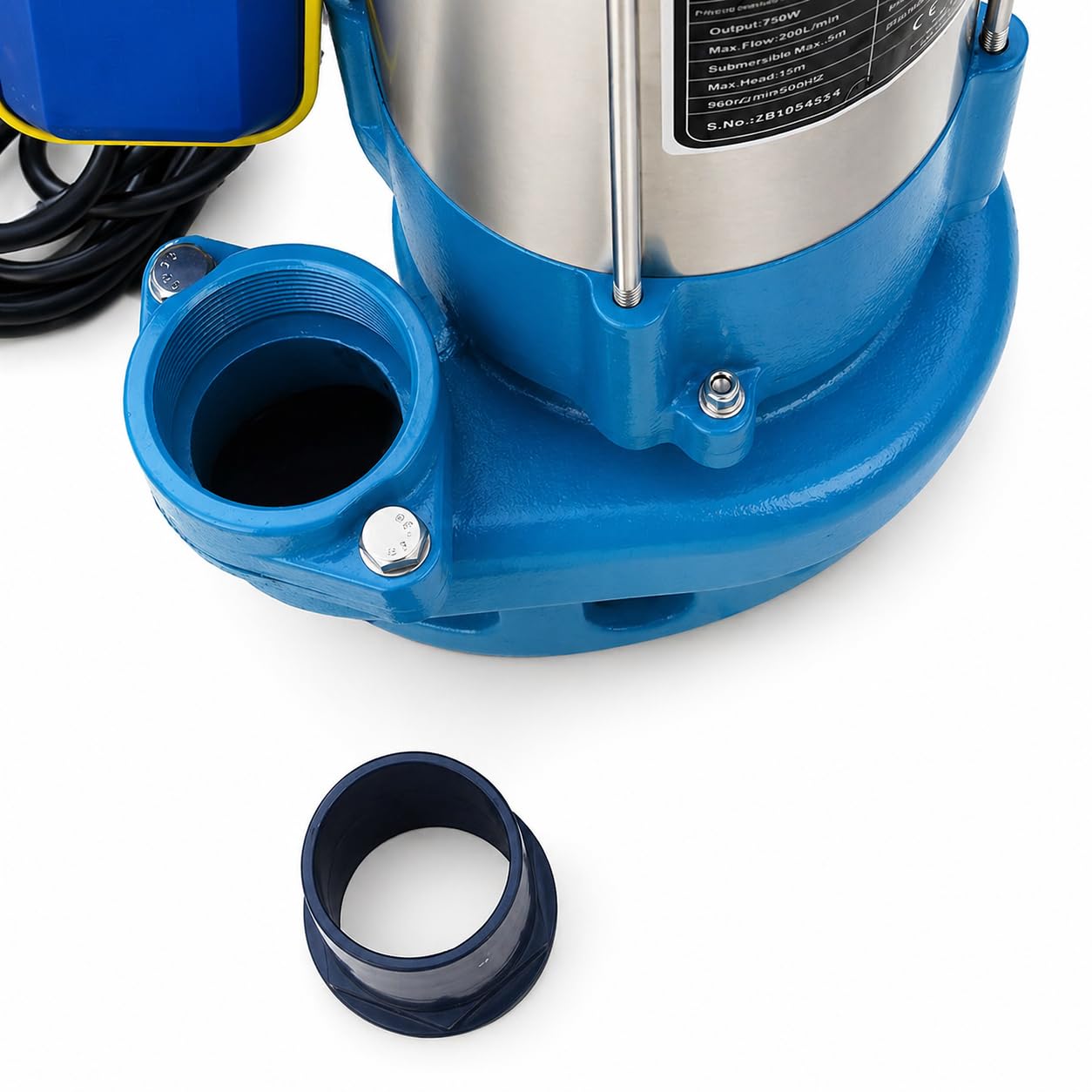 KATSU 750W Schmutzwasserpumpe Schmutzwasser für Abwasser, 300 l/min, mit Schwimmerschalter, für Gartenbewässerung, überflutete Keller, Badewannen, Teiche und Schwimmbecken 151624