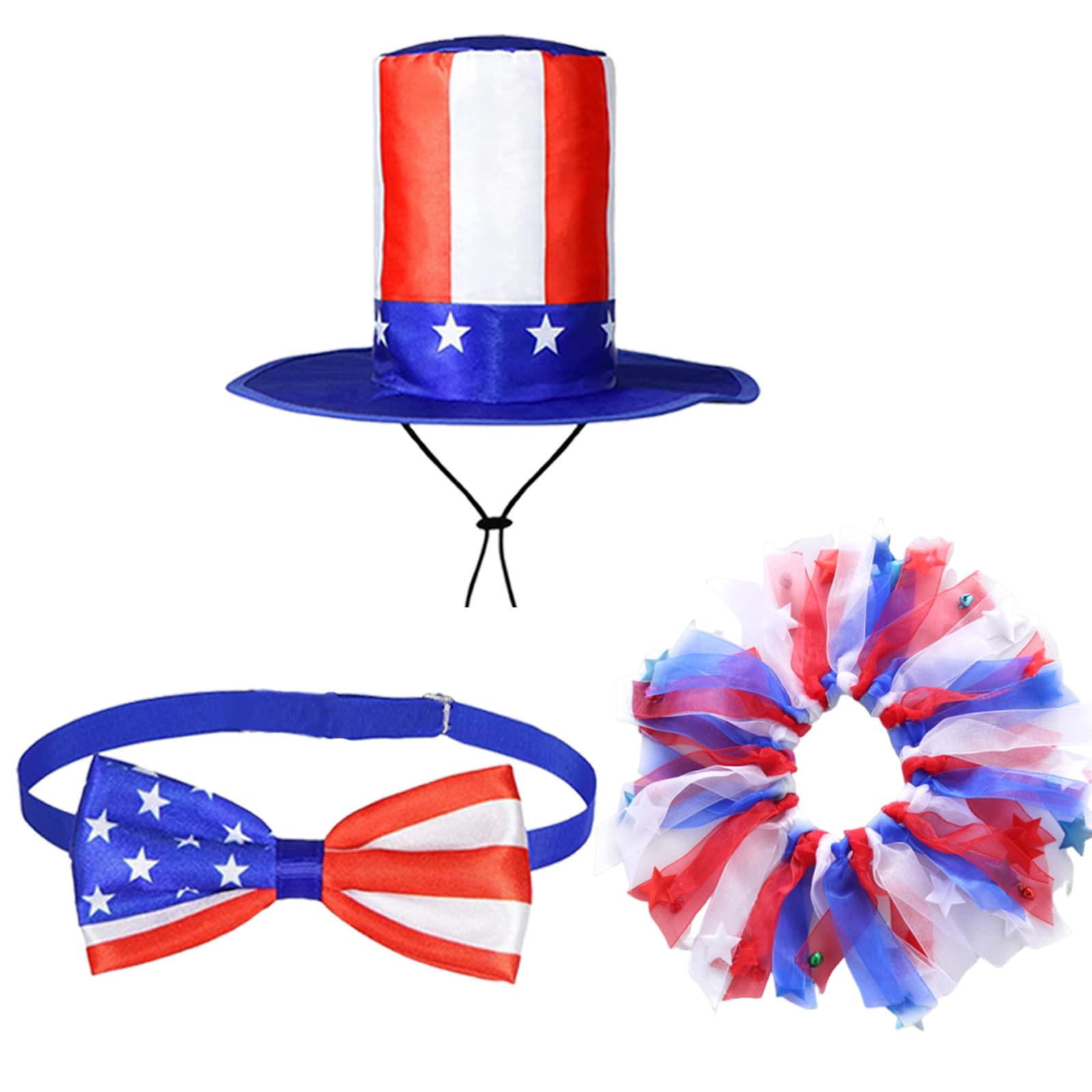 Kalttoy Three Piece Set 4Th Of July Geese Outfit Set Patriotic Porch Geese Clothes America Flags Costume Independence Day Outfit Holiday Porch Decoration