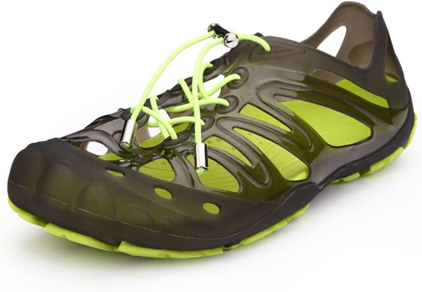 Mens Aqua Water Shoes Beach Sandals (US10, Transparent Black)
