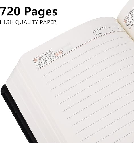 Miniatura 4 de SAYEEC Diario grueso A5 de 720 páginas, cuaderno grande de cuero con rayas, 360 hojas, cuaderno de escritura con bolígrafo, juego de regalo, diario