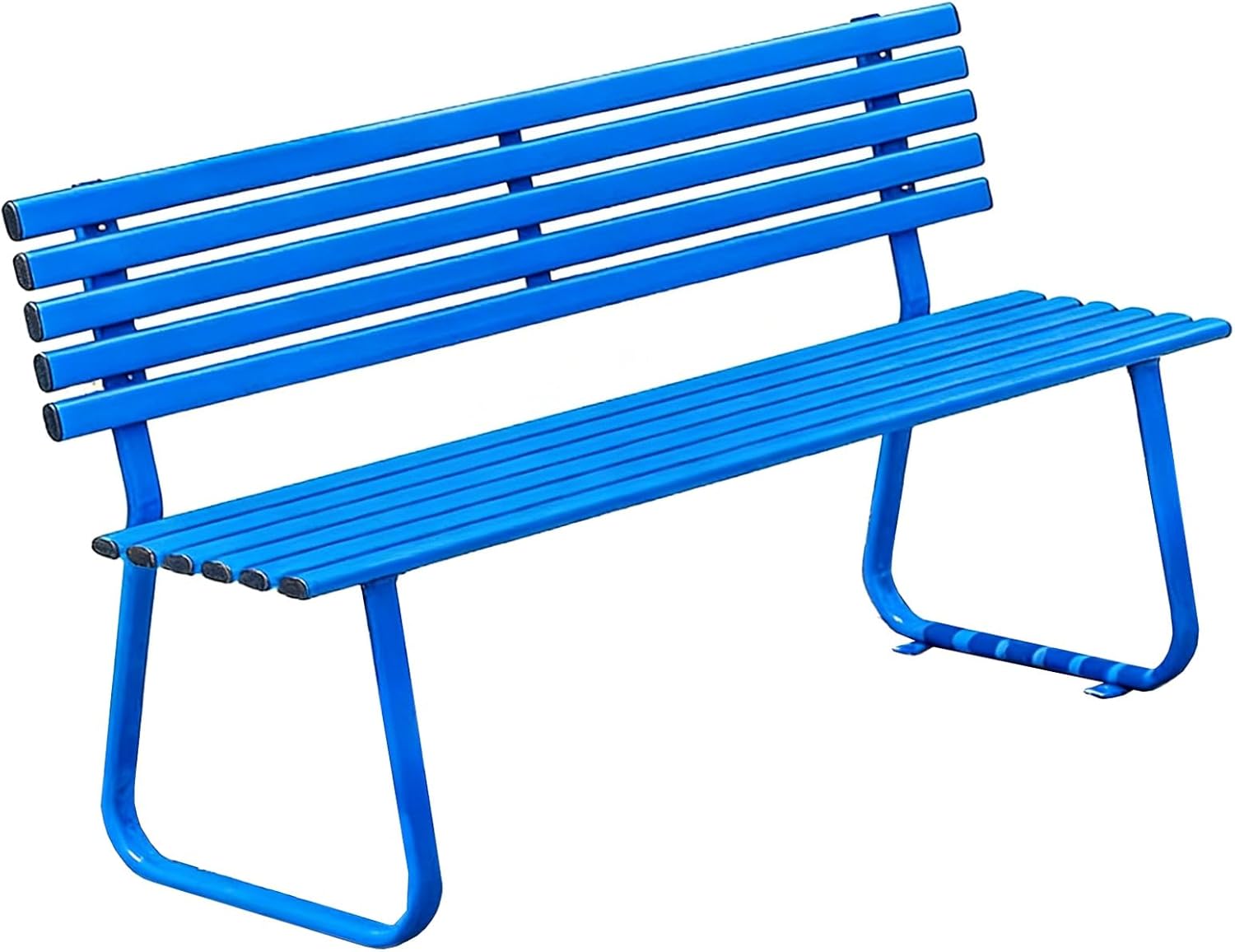Galvanized Steel Outdoor Bench with Back, 59" Patio Seating for Garden, Entryway, Front Porch, Courtyard, 1100 lbs Capacity, Durable Metal Long Bench (Blue)