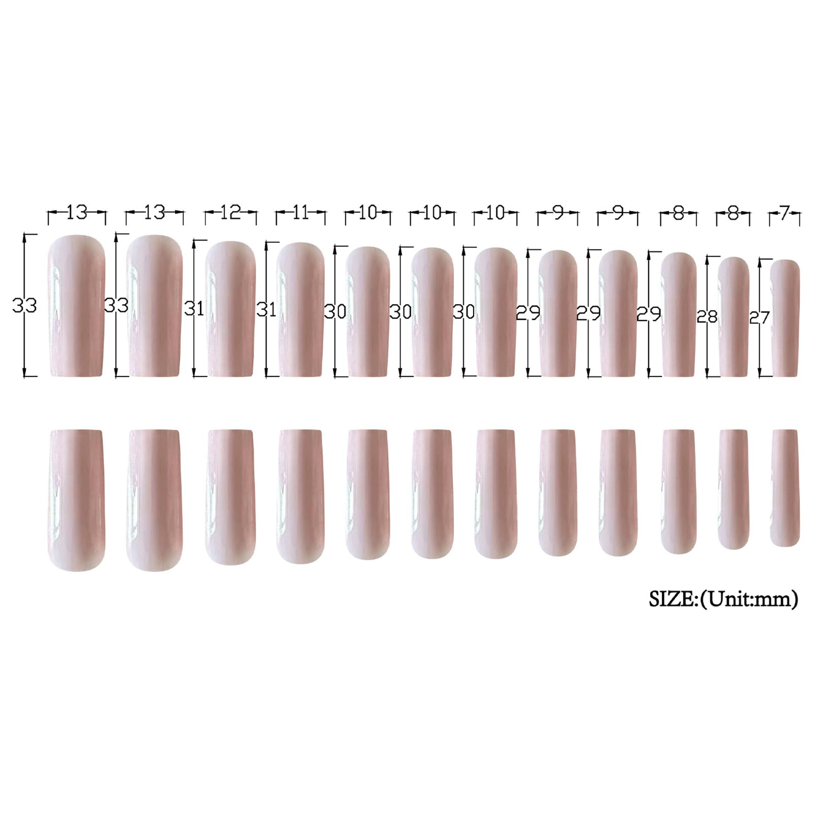 24 pezzi Long Coffin Press on Nails – unghie finte da incollare – finte punte quadrate (rosa bambino, norml)