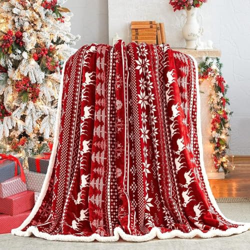 Couverture de Noël motif flocon de neige renne à offrir en cadeau