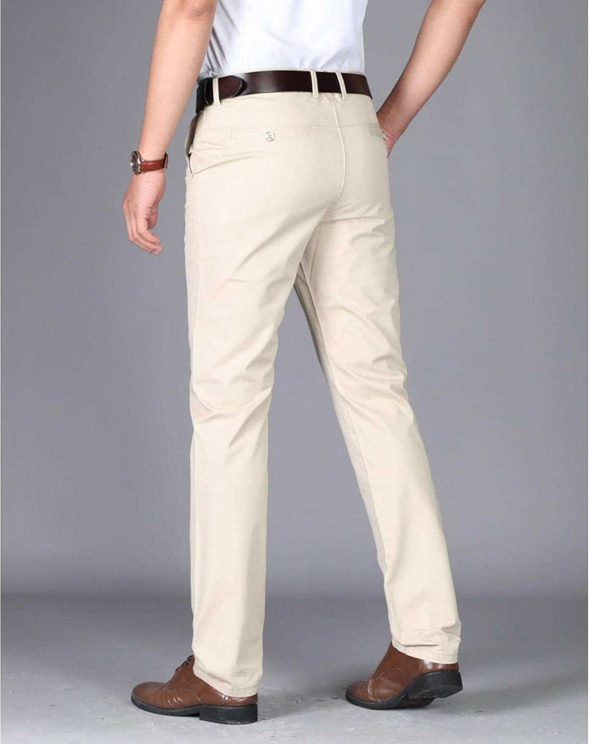 Men Slim Fit Straight Casual Pant Fashion Classic Business Suit Pants Thin Cotton Comfy Outdoor Trousers