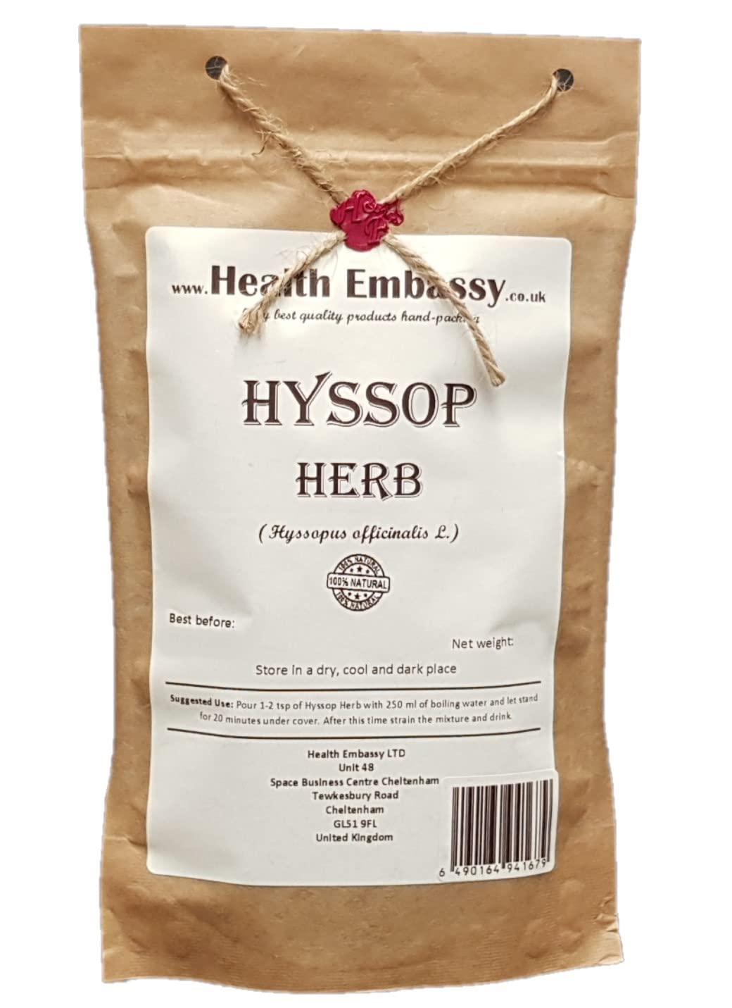 Health Embassy Herbe d'Hysope Tisane | Hyssopus Officinalis L | Hyssop Herb (50g)