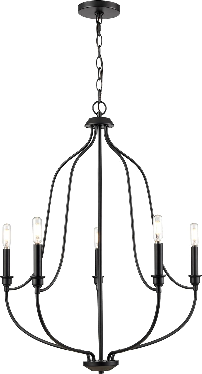 ML Lighting Senoia Collection  98005-MB  Lámpara de techo moderna con 5 luces en acabado negro mate  Perfecto para cocinas, vestíbulos, pasillos,