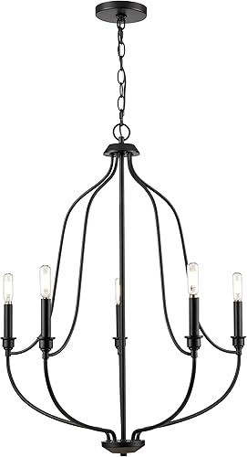 ML Lighting Senoia Collection 98005-MB Lámpara de techo moderna con 5 luces en acabado negro mate Perfecto para cocinas, vestíbulos, pasillos,