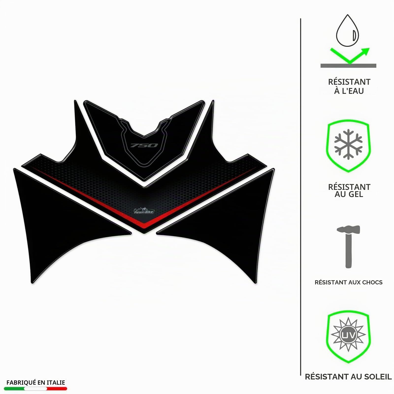 Resin Bike Autocollant Moto Compatibles avec Honda Transalp XL 750 2023-2025 Protection de Réservoir Contre Les Chocs et Les Éraflures. Autocollant 3D Résinés - Neutre Métallisé