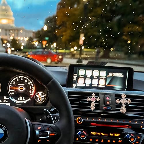 Vista 82 de ZOSTLAND Clip decorativo de coche con diamantes de imitación, ambientadores de automóvil, clip de ventilación de metal, ventilación de aire 2-2