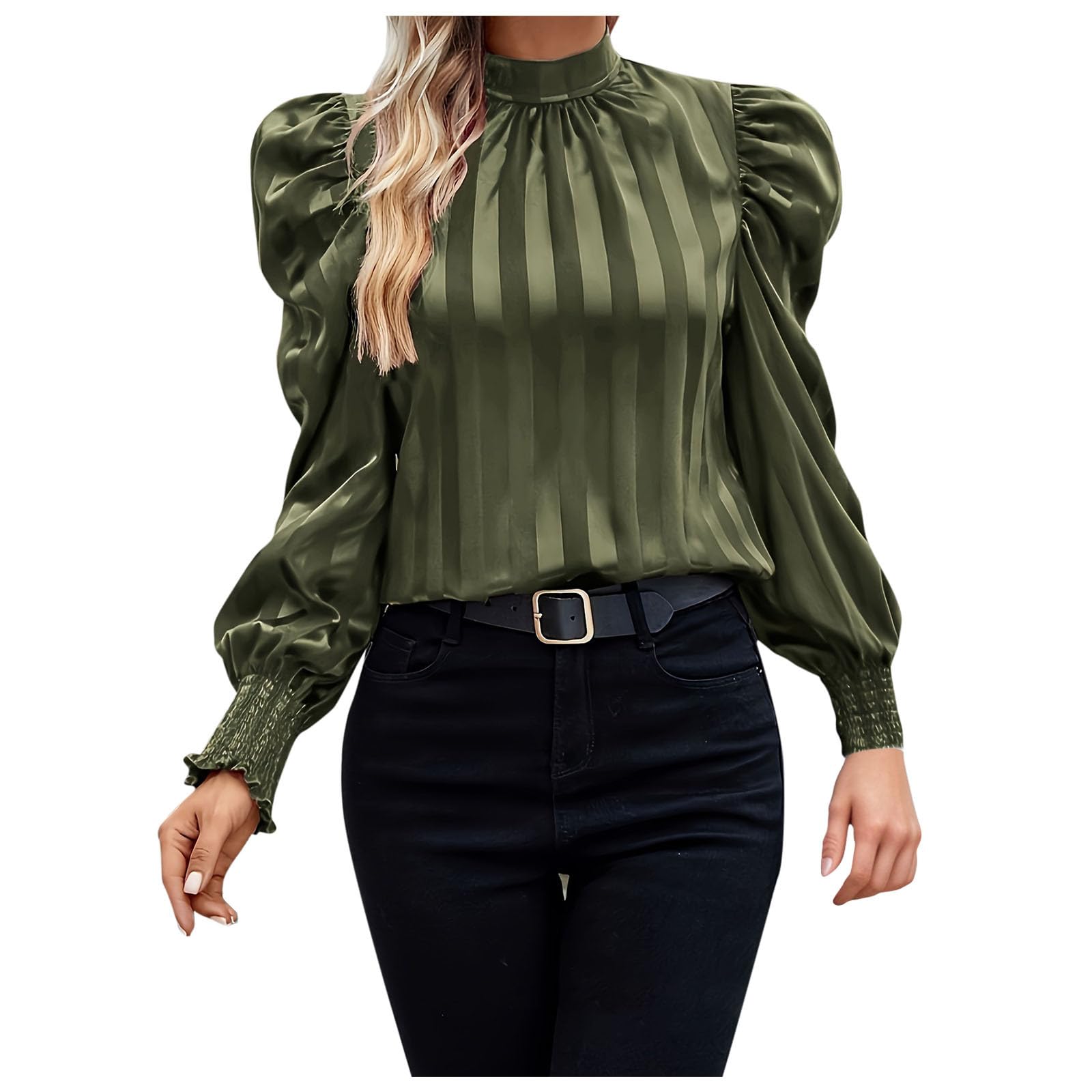 トップス Modern tuck frill volume sleeve blouse Women's Fall