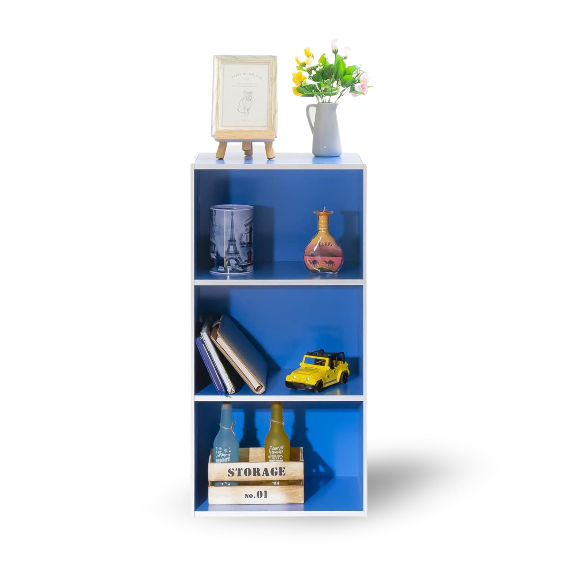 WT-EASYCARE 3-Tier Open Shelf | Book Storage Shelf | Bookcase for your Office and Home – (Blue)