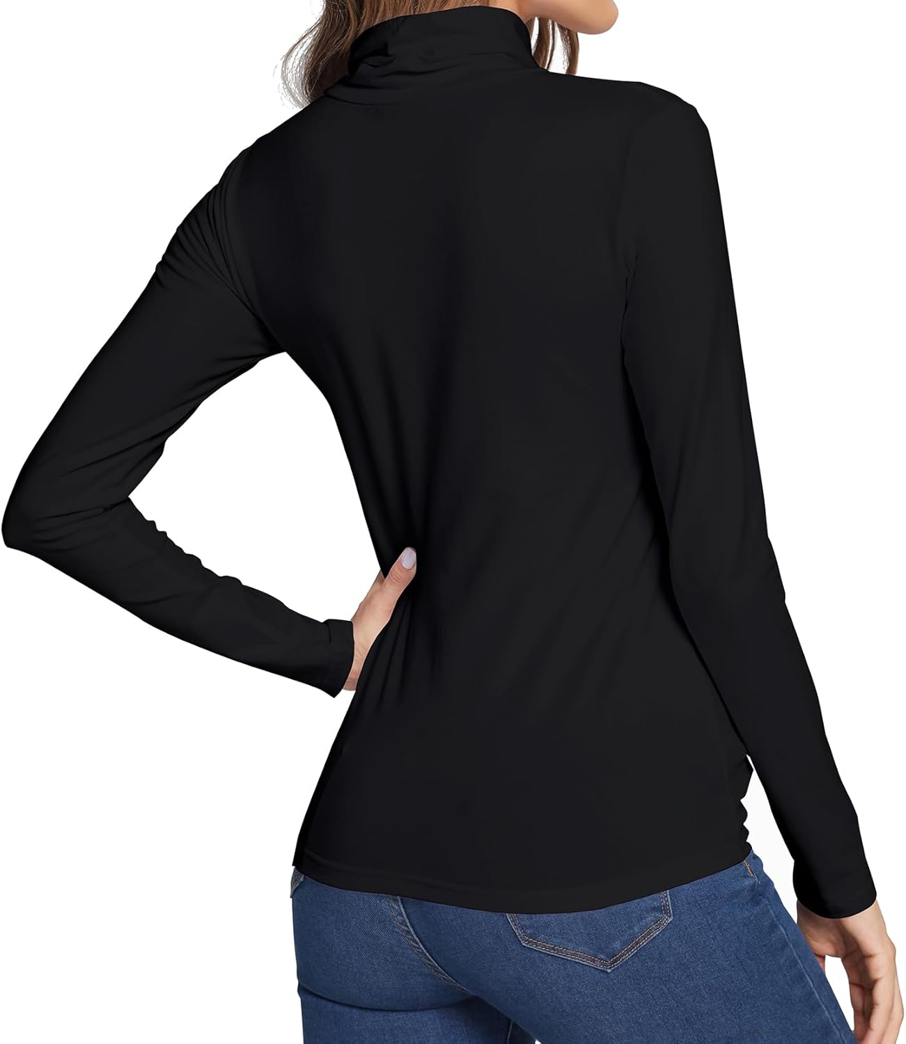 LOVFEE Women Basic Cotton Slim Fit Long Sleeve Soft Turtleneck T Shirt Tops - Image 6