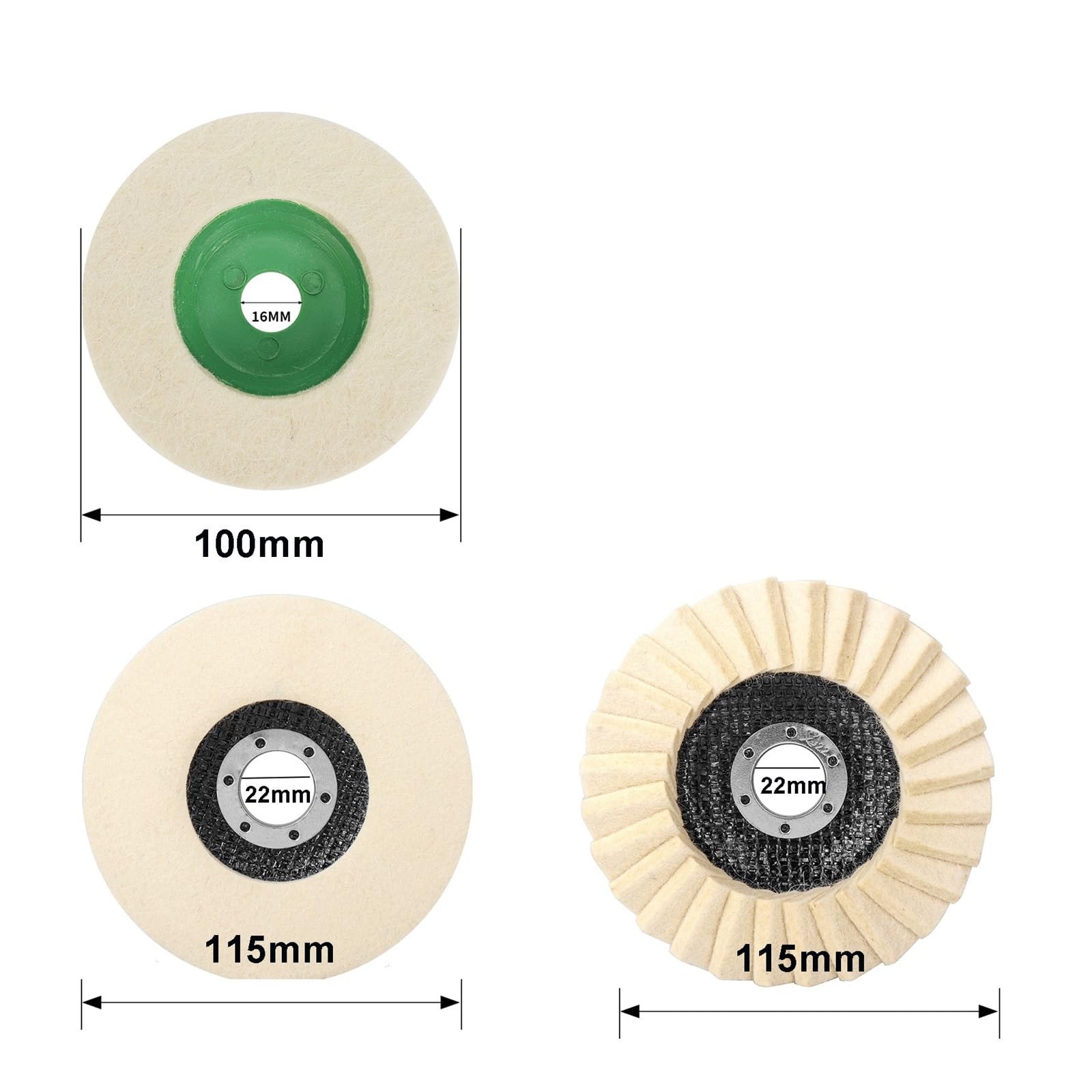 Disco de Pulido de Lana de 4/4,5" for Amoladora Angular, Disco de Pulido for Metal, Vidrio, mármol y cerámica, 2-10 Unidades(4.5 inche B,10pcs)
