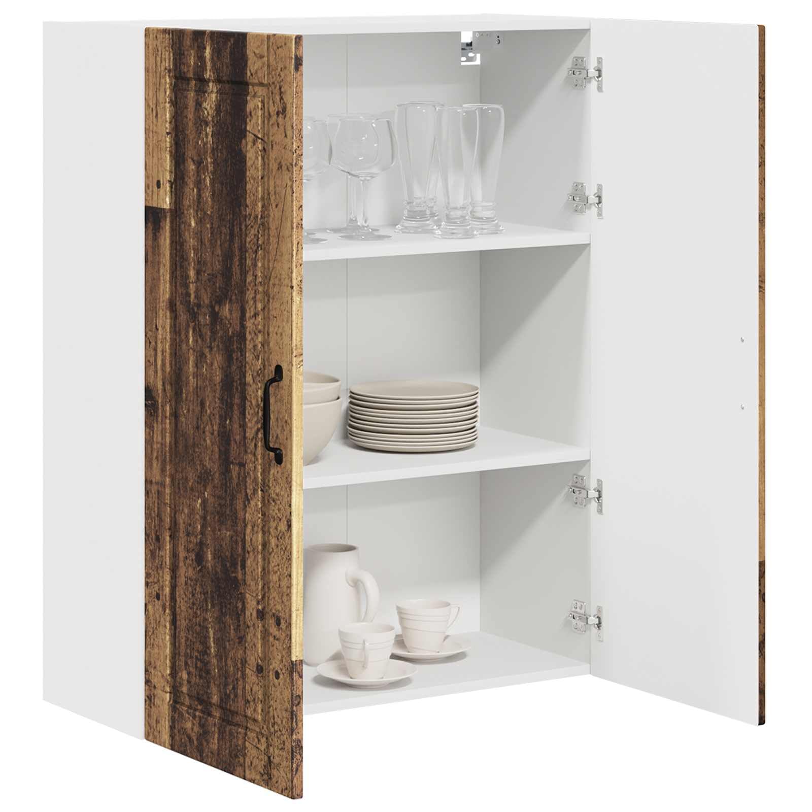 vidaXL Wall Cabinet PORTO Old Wood 80 x 31 x 100 cm Engineered Wood, Modern, Durable Wooden Kitchen Cabinet, Wall-Mounted Storage, Compact Design, Functional Organization, Engineered Wood Furniture