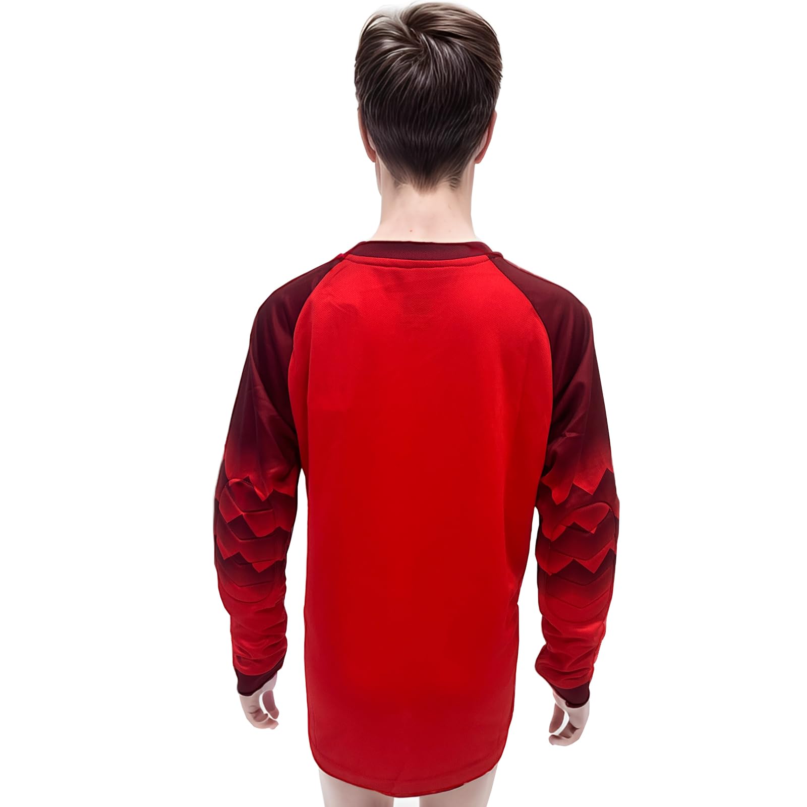 ZHIMYU Kids Goalie Shirt Goalkeeper Jersey Padded Long Sleeve Sports Team Soccer Football Training Uniform for Boys Girls (US, Alpha, X-Small, Regular, Red)