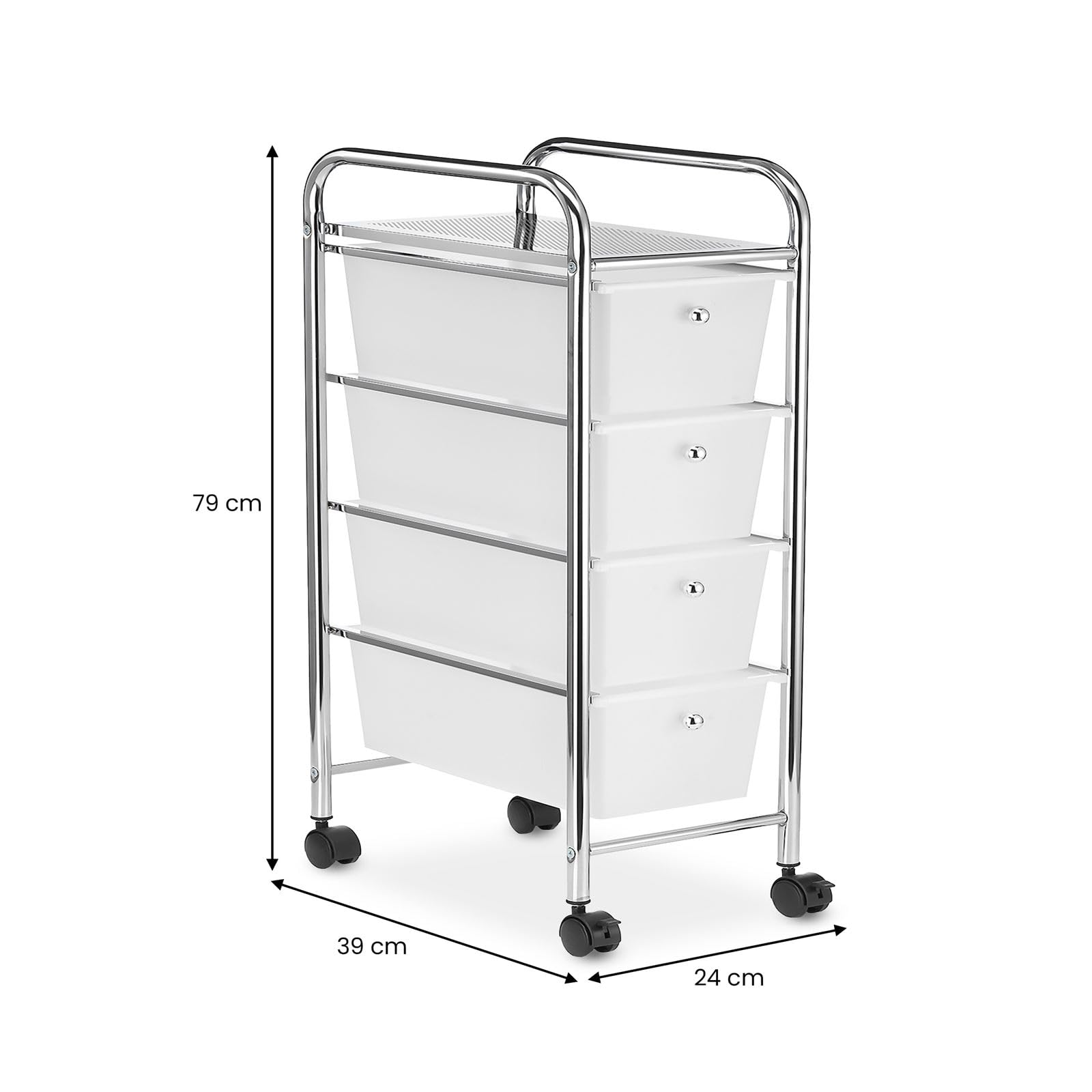 IDIMEX Caisson de Rangement sur roulettes GINA, Colonne 4 tiroirs et 1 étagère pour Salle de Bain ou Bureau, en Plastique et métal