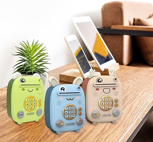 Miniatura 3 de Mersuii Alcancía electrónica tarro de dinero de animales de dibujos animados con mini cajero automático musical para niños banco de dinero de gran