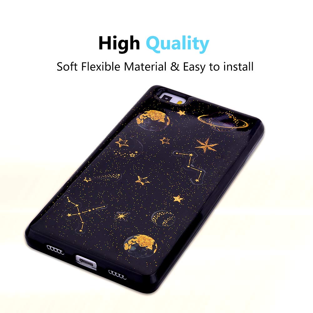 Custodia Con Brillantini Per Huawei P8 Lite - Serie Notte Stellata, Glitter, Cover Ultrasottile In TPU Con Pellicola Inclusa