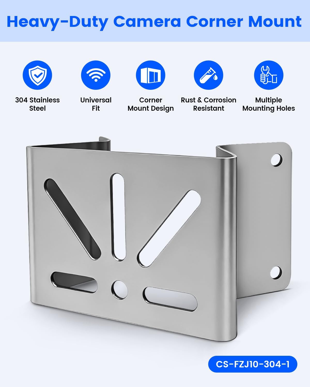 2-Pack Security Camera Corner Mount Bracket, Stainless Steel Camera Corner Adapter for Bullet CCTV Cameras, Outdoor Surveillance Mount Bracket