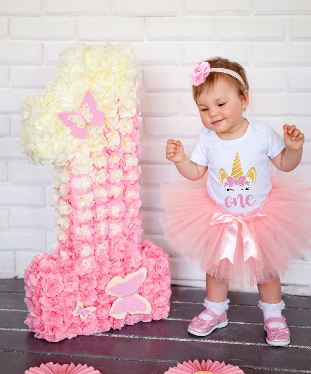 YYDSXK Vestito 1 Anno Bambina, Vestito per il Primo Compleanno per Baby Girl, Pagliaccetto, Tutu Gonna, Neonate Compleanno Outfit per Fotografico