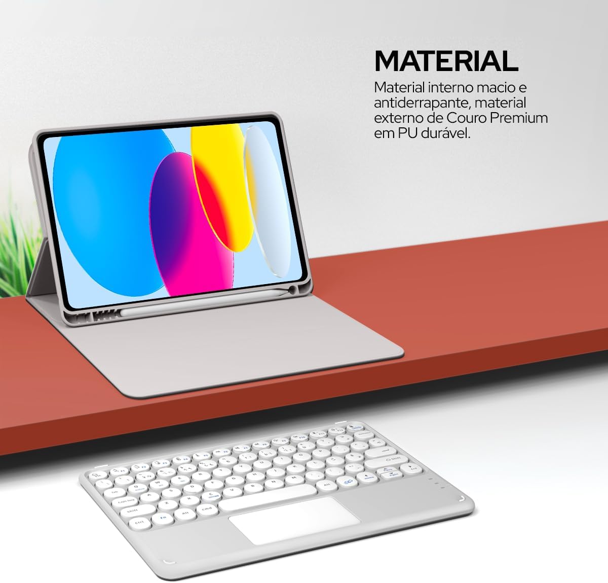 WB Capa com Teclado e trackpad para iPad 10ª e 11ª Geração 10.9" Polegadas com Auto Hibernação (Cinza)