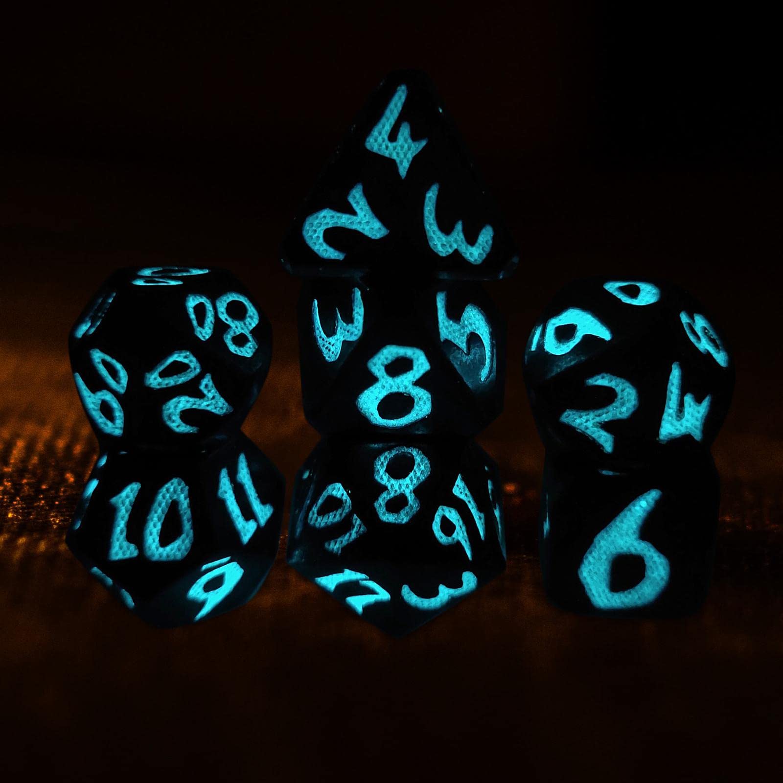 Juego de 7 Dados, Dados Luminosos, Juego de rol, Dados Fáciles de Leer, Juego de Dados Poliédricos para Fiestas, Juegos de Mesa, Juegos de rol, Azul, Individual