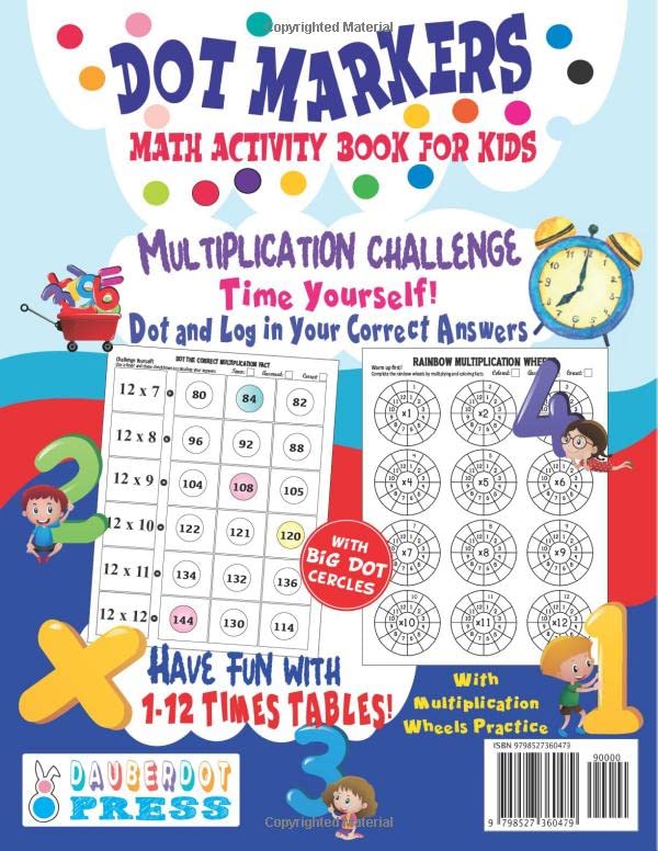 DOTMATH(tm) Multiplication Workbook Grade 3: Dot Markers Activity Book | Math Multiplication Workbook Challenge | Learning Multiplication for Kids with ... Worksheets | 1-12 Multiplication Facts Tables - Image 2