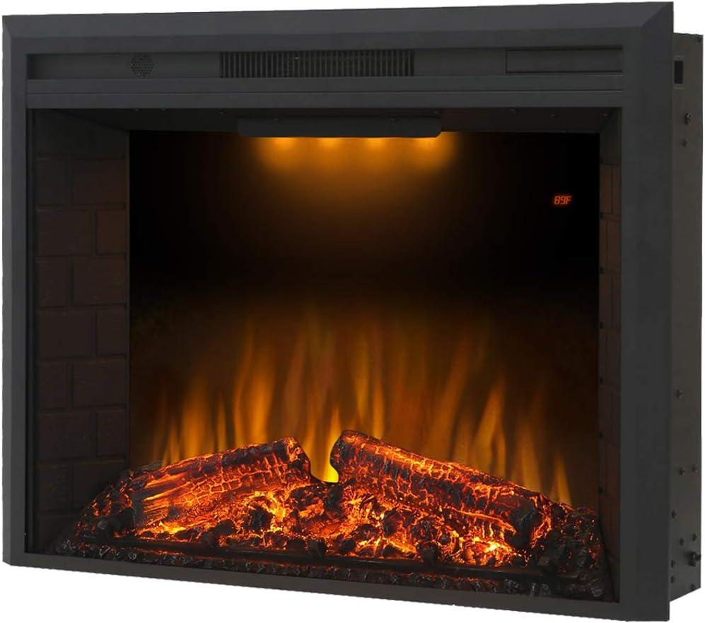 Valuxhome Insert Electric Fireplace,Fire Crackler Sound, Black