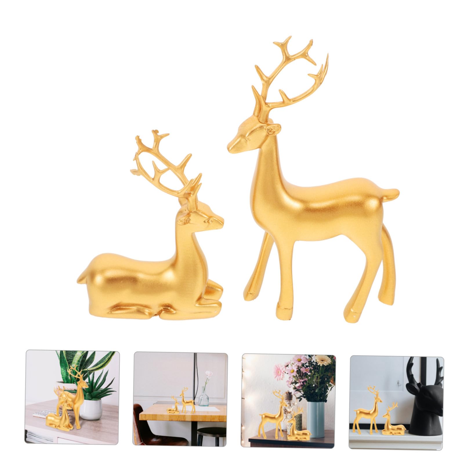 2 Stück Weihnachtliche Rentier Figuren aus Resin Kleine Dekorative Hirschstatuen mit Detaillierter Gestaltung Kreative Elch skulpturen für Wohnzimmer Tisch Raumdekoration