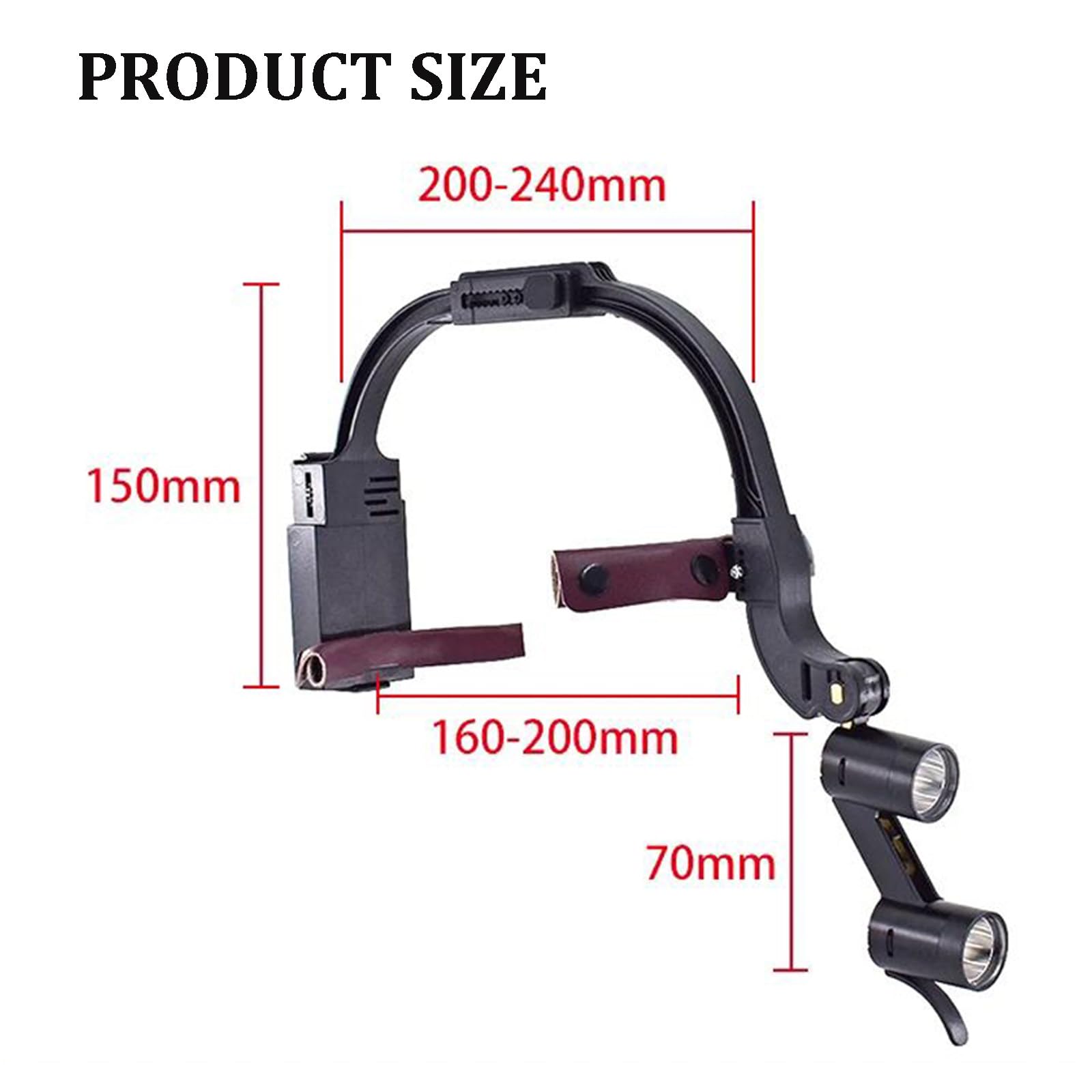 Lupa quirúrgica dental binocular con faro LED 2.5X 3.5X montada en diadema