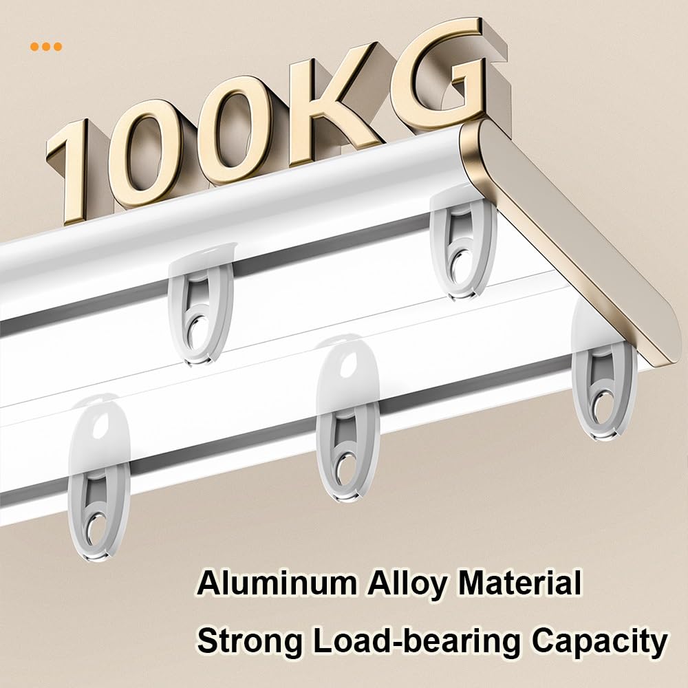 Heavy Du - Soporte de techo de doble riel deslizante para sala de estar y dormitorio, divisor de habitación versátil, 100 cm, 500 cm, aluminio blanco (140 cm)