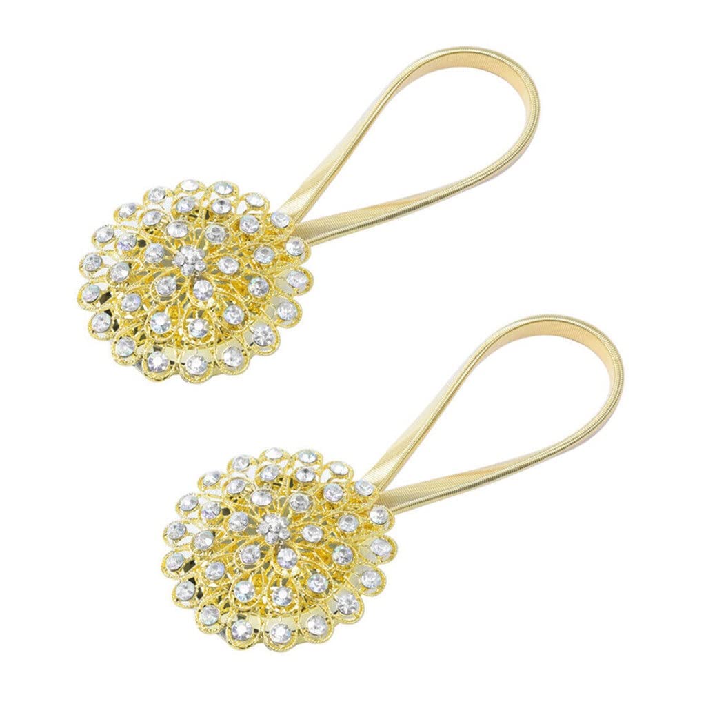 2 Pcs Embrasses de Rideau Magnétiques Embrasses en Cristal Boucle Clips Retenues Accueil Boucle de Rideau Magnétique en Alliage d'argent et d'or (Couleur : B, Taille (A comme Le Montre l'image)