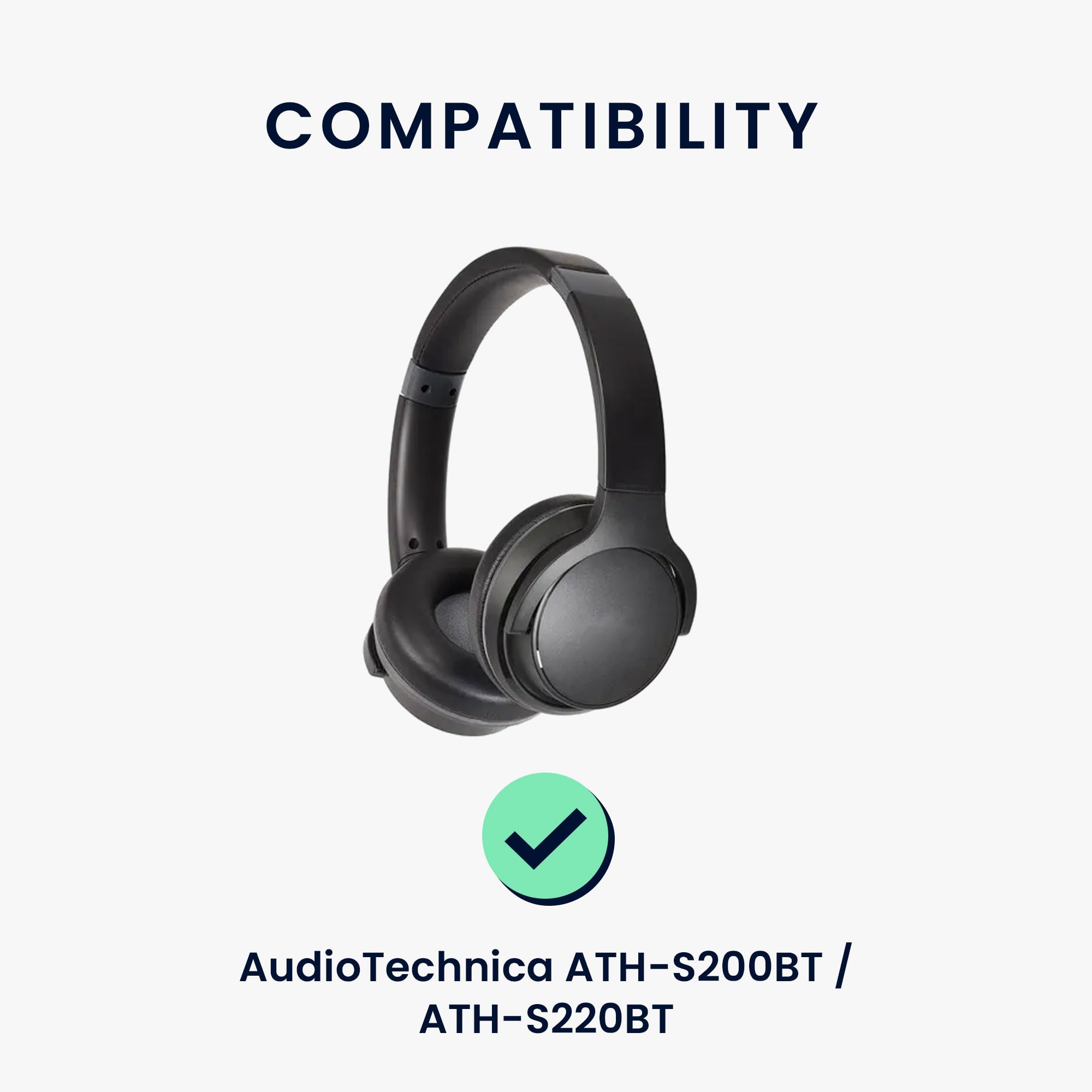 kwmobile Headband Cover Compatible with AudioTechnica ATH-S200BT / ATH-S220BT - Neoprene Zip-On Headphone Protector - Black - Image 2