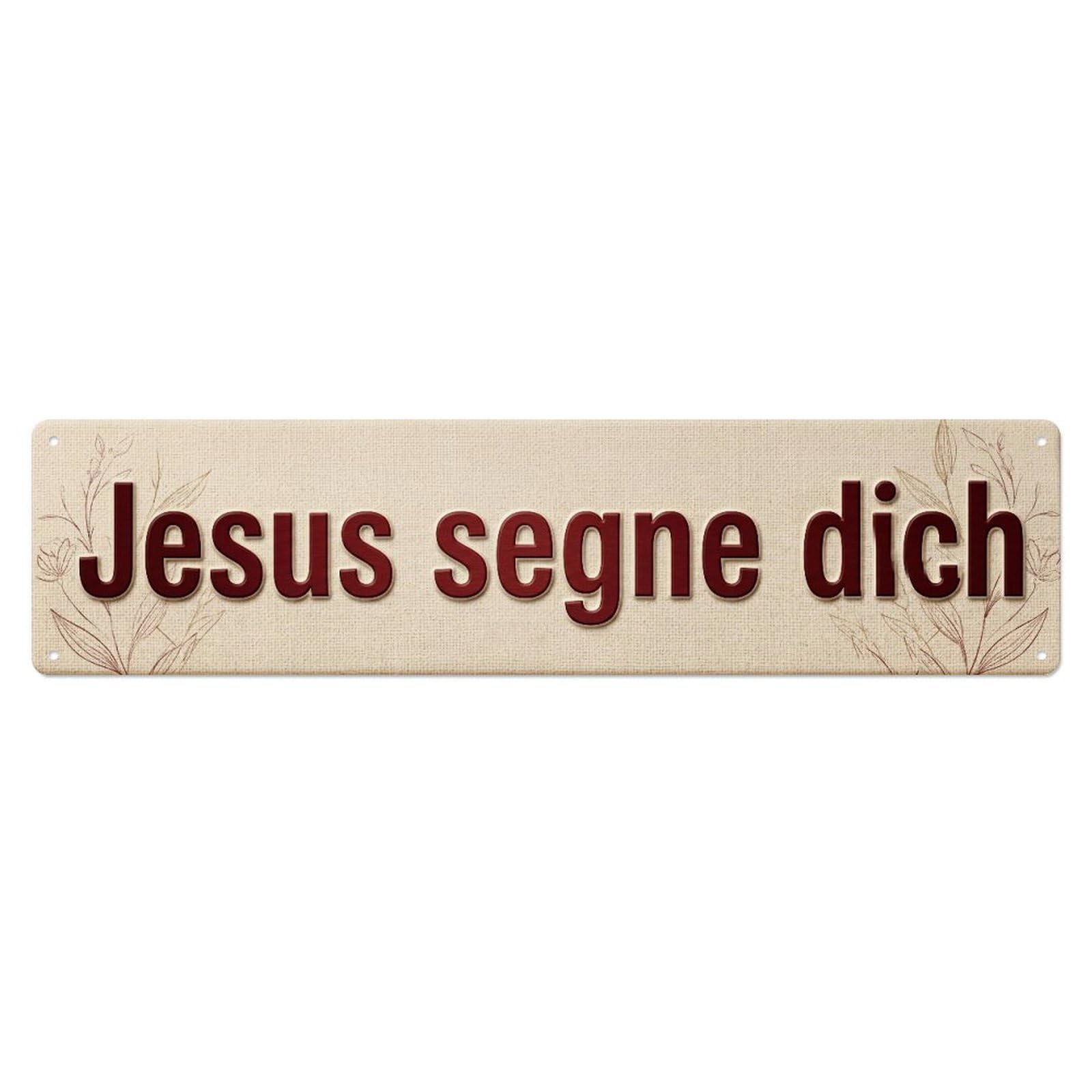 Jesus Segne Dich Blessing Grace 1 Metal Tin Skinny Sign Plaque Wall Decor for Cafe, Club Bar, Office, Home Garden Metal Poster 4x16Inch