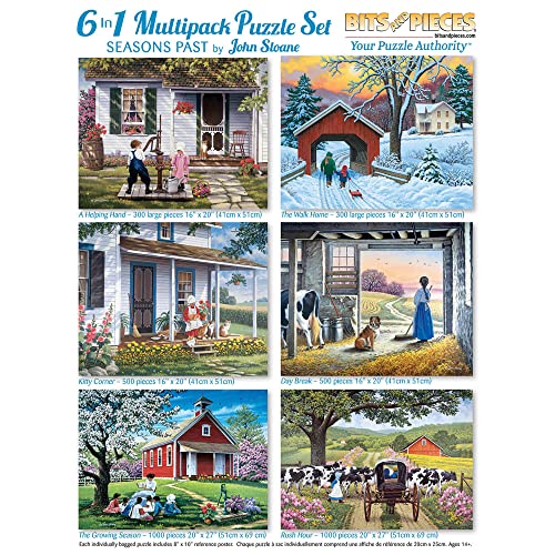 Bits and Pieces – Set de puzzles Seasons en paquete múltiple 6-en-1 con 300, 500 y 1000 piezas para adultos – Puzzle terminado tamaño 18" x 24" miniatura 1