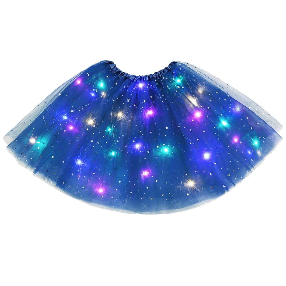 URAQT Tüllrock Damen LED Tütü Erwachsene, Tutu Rock LED, Minirock Mit Lichter für Fasching Karneval Motto Party Ballett Tanzen Fancy Dress Halloween Kostüm, 40CM