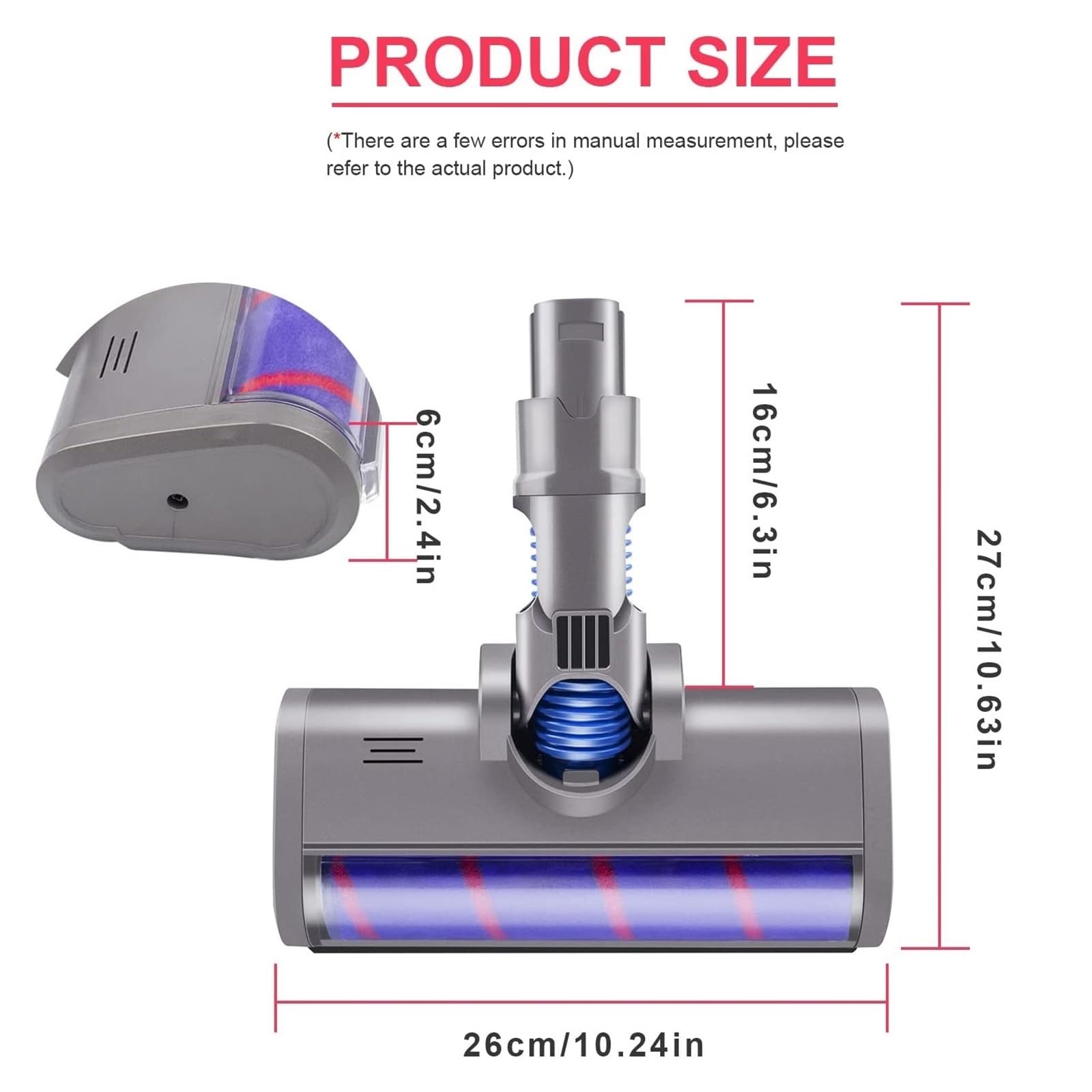 Herramienta Motorizada For Cabezal De Cepillo De Suelo, Compatible Con Dyson, V6 DC58 DC59 DC61 DC62, Accesorio De Cabezal De Cepillo De Rodillo Barredor Suave