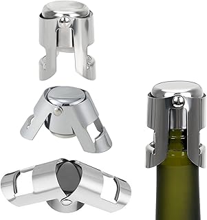 Paifeancodill 3 Pcs Champagne Stoppers with Stainless Steel Bottle Sealer with Food Grade Silicone Leak Proof Sealer Stopp...