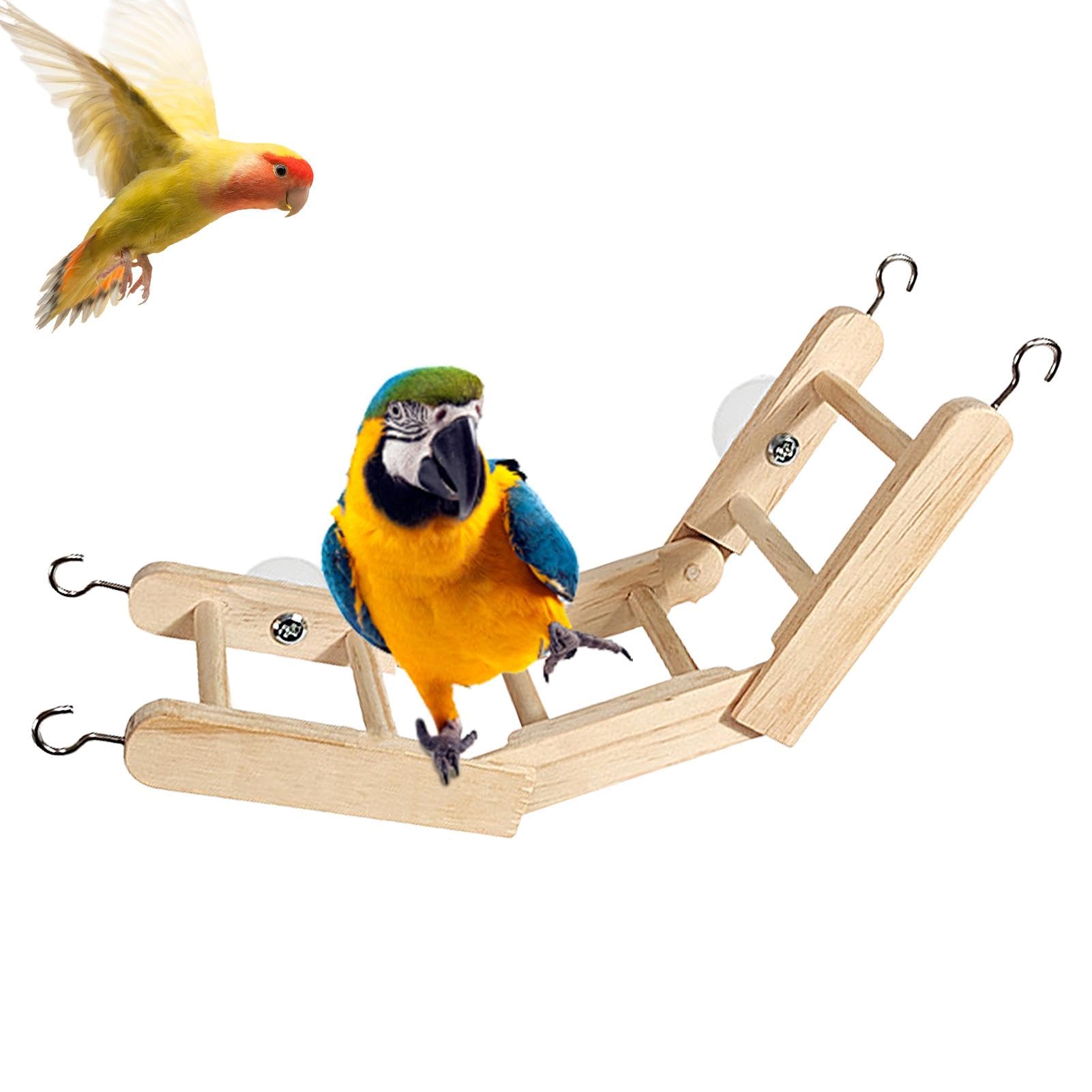 Escaleras para pájaros para loros,Escalera para pájaros para jaula - Escalera de escalada de jaula de madera | Juguetes multiusos para moler picos de pájaros para periquitos, loros, periquitos y colib