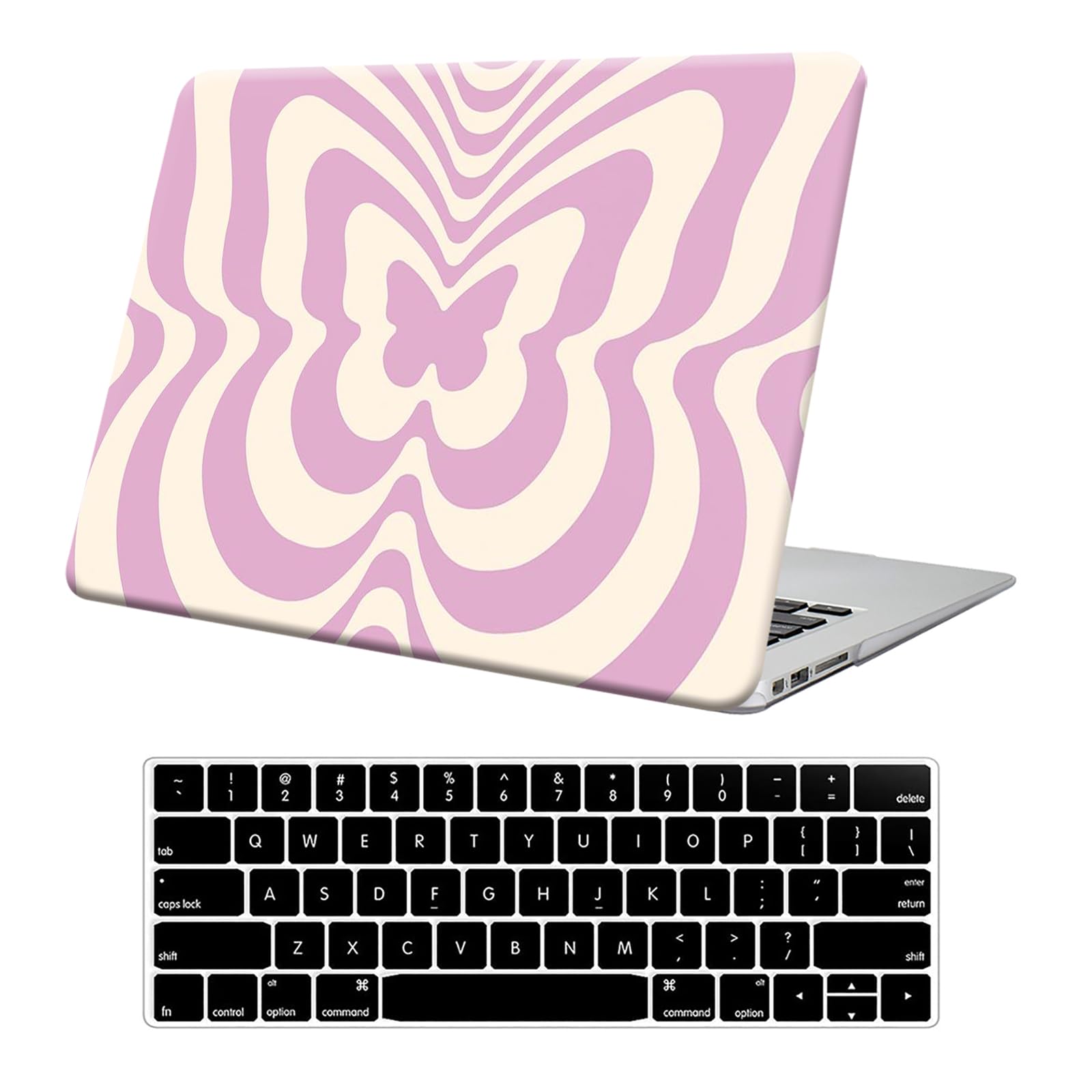 Funut Compatible with MacBook Air 13 Inch Case 2022 2021 2020 2019 2018 Release M1 A2337 A2179 A1932 Touch ID, MacBook Air Case, Matte Plastic Hard Shell Case+Keyboard Cover,Butterfly