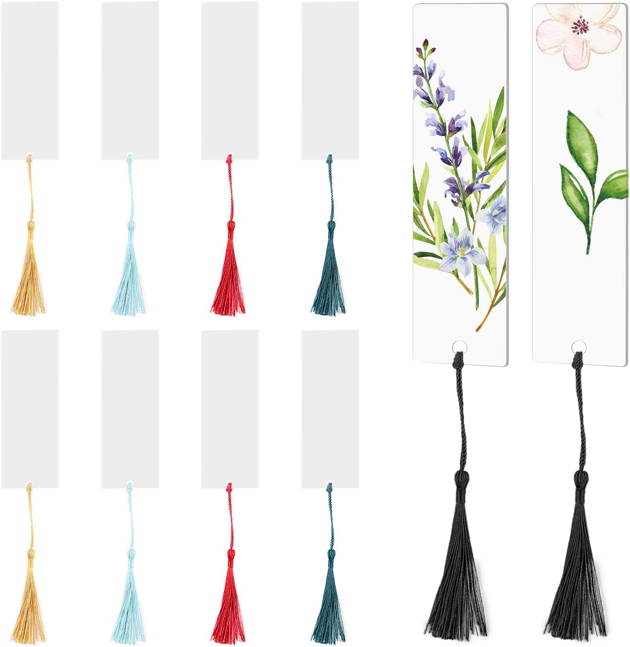 50 Pieces Clear Acrylic Bookmarks with Tassels, Blank