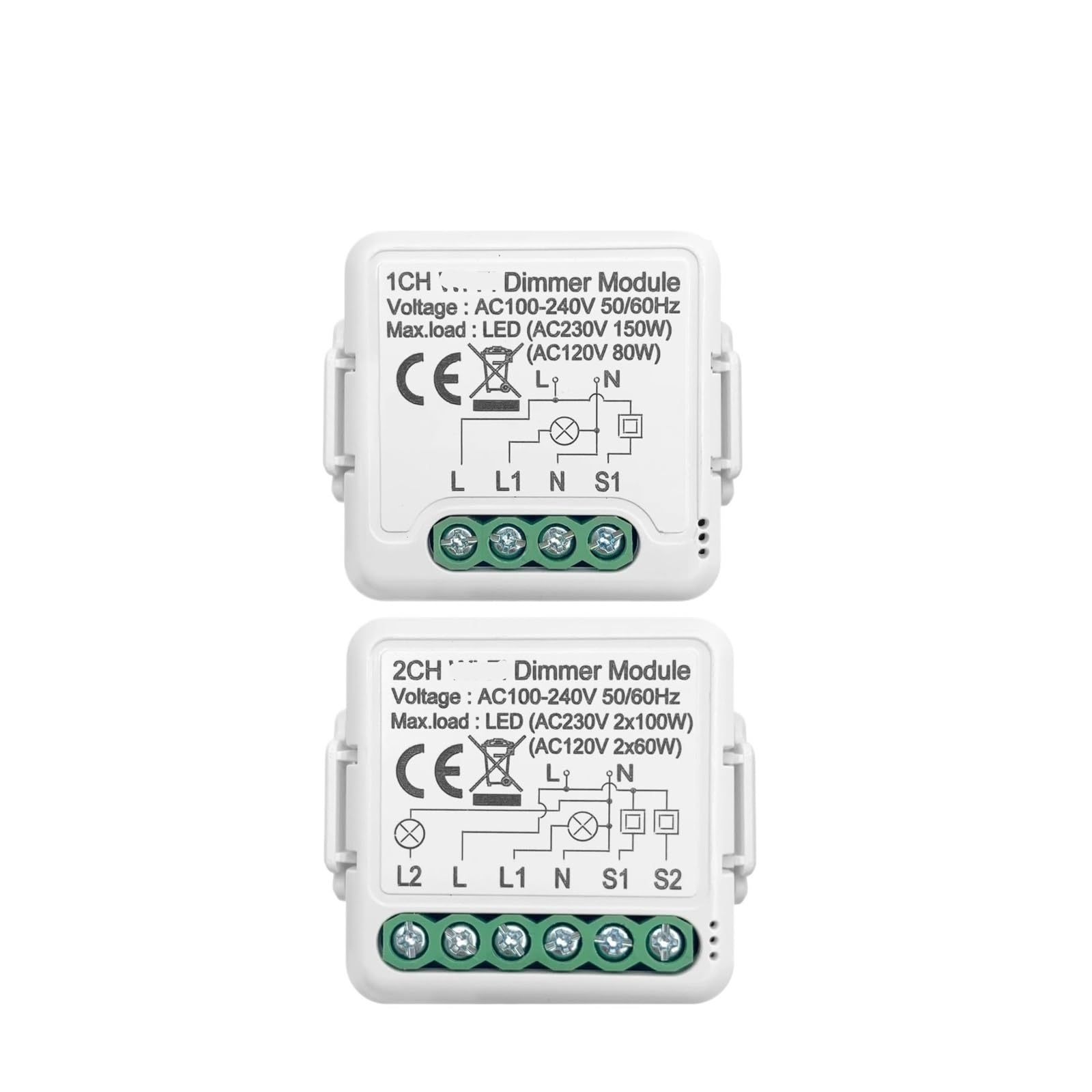 1 Uds. Módulo de interruptor de atenuación inteligente 10A compatible con interruptor de luz regulable con control de 2 vías 1 2 juegos(1 Gang)