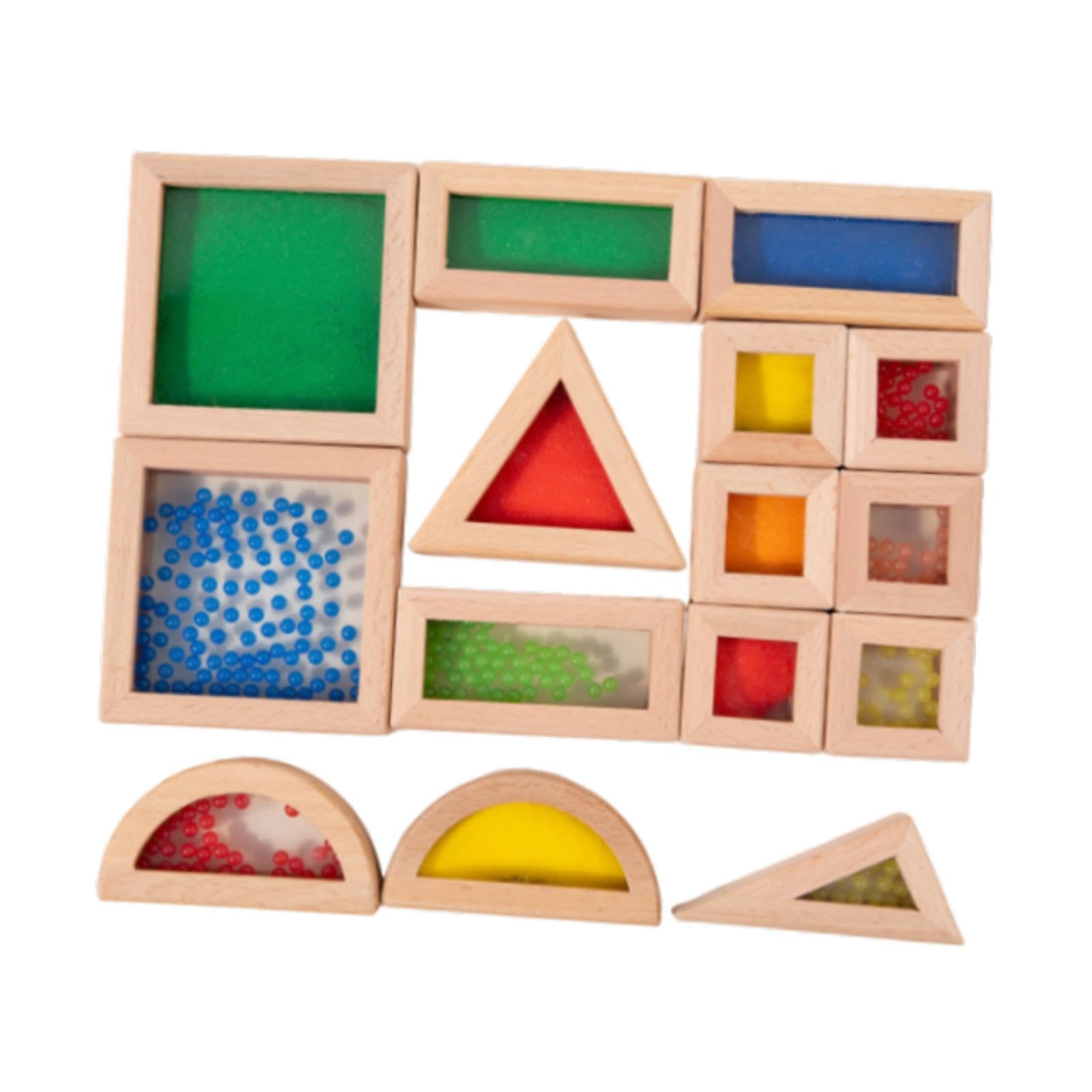 Qianly Blocchi Da Costruzione in Legno, Blocchi Geometrici, Set di Blocchi Impilabili per Lo Sviluppo Della Motricità Fine, Giocattoli Da Costruzione, 15 Pezzi, Taglia unica bambino