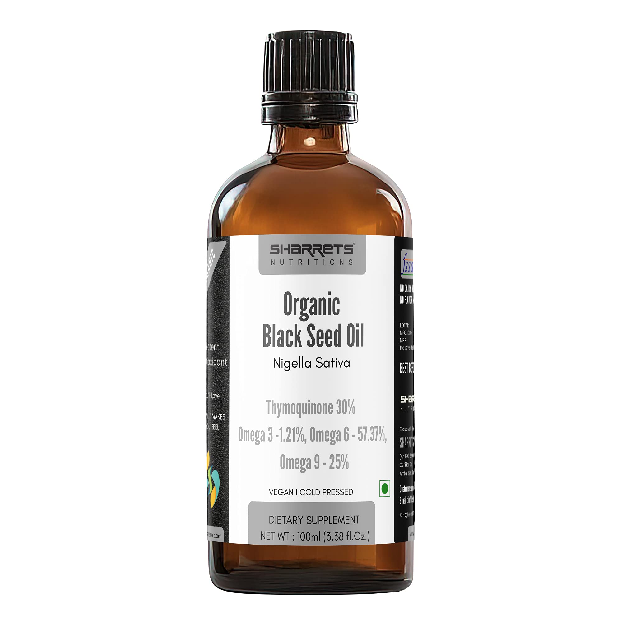 Sharrets Black Seed Kalaunji oil: 100ml, Pure Thymoquinone & Omega-Rich Formula for Immunity, Heart Health, and Radiant Skin