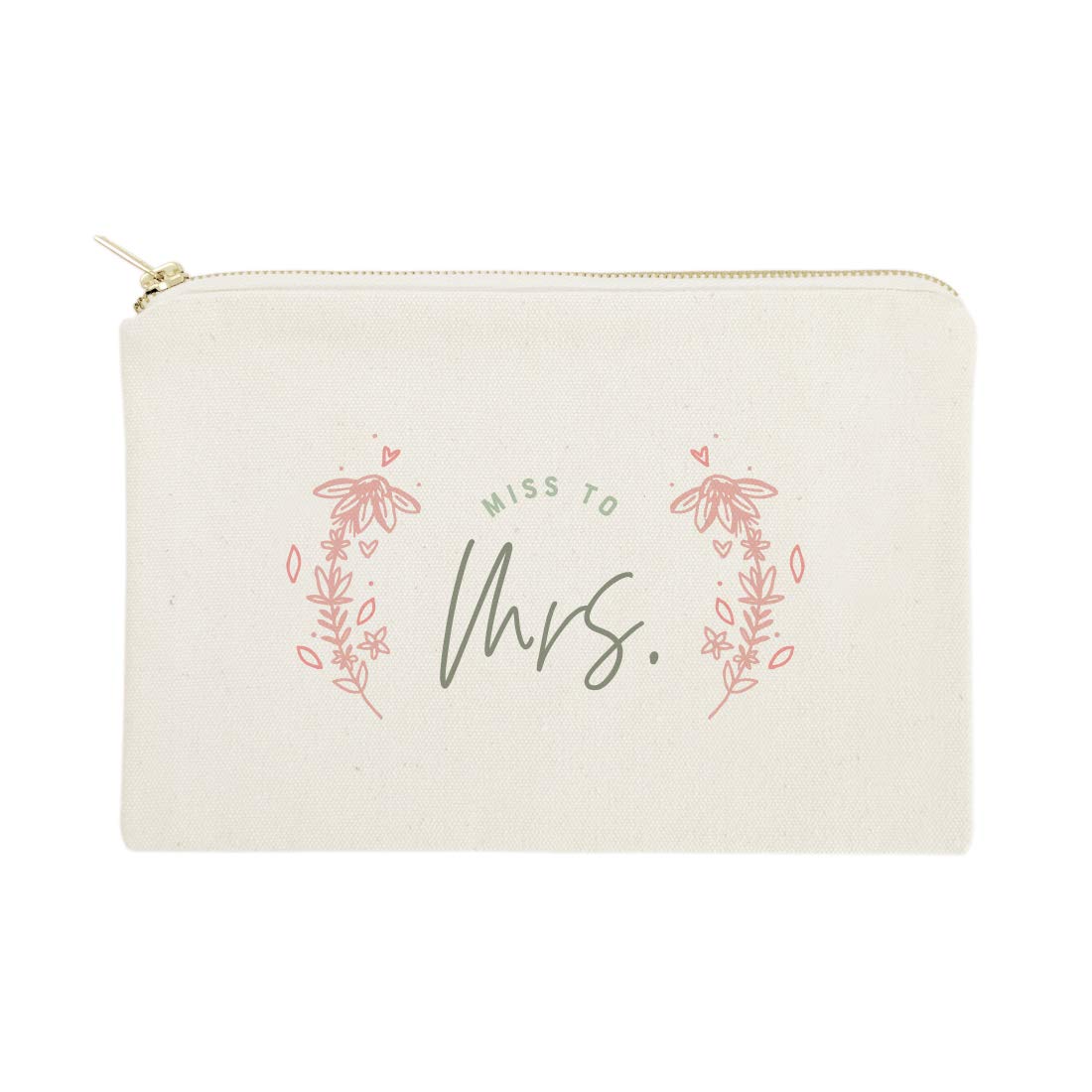 The Cotton & Canvas Co.Floral Miss to Mrs. Wedding Cosmetic Bag, Bridal Party Gift and Travel Make Up Pouch