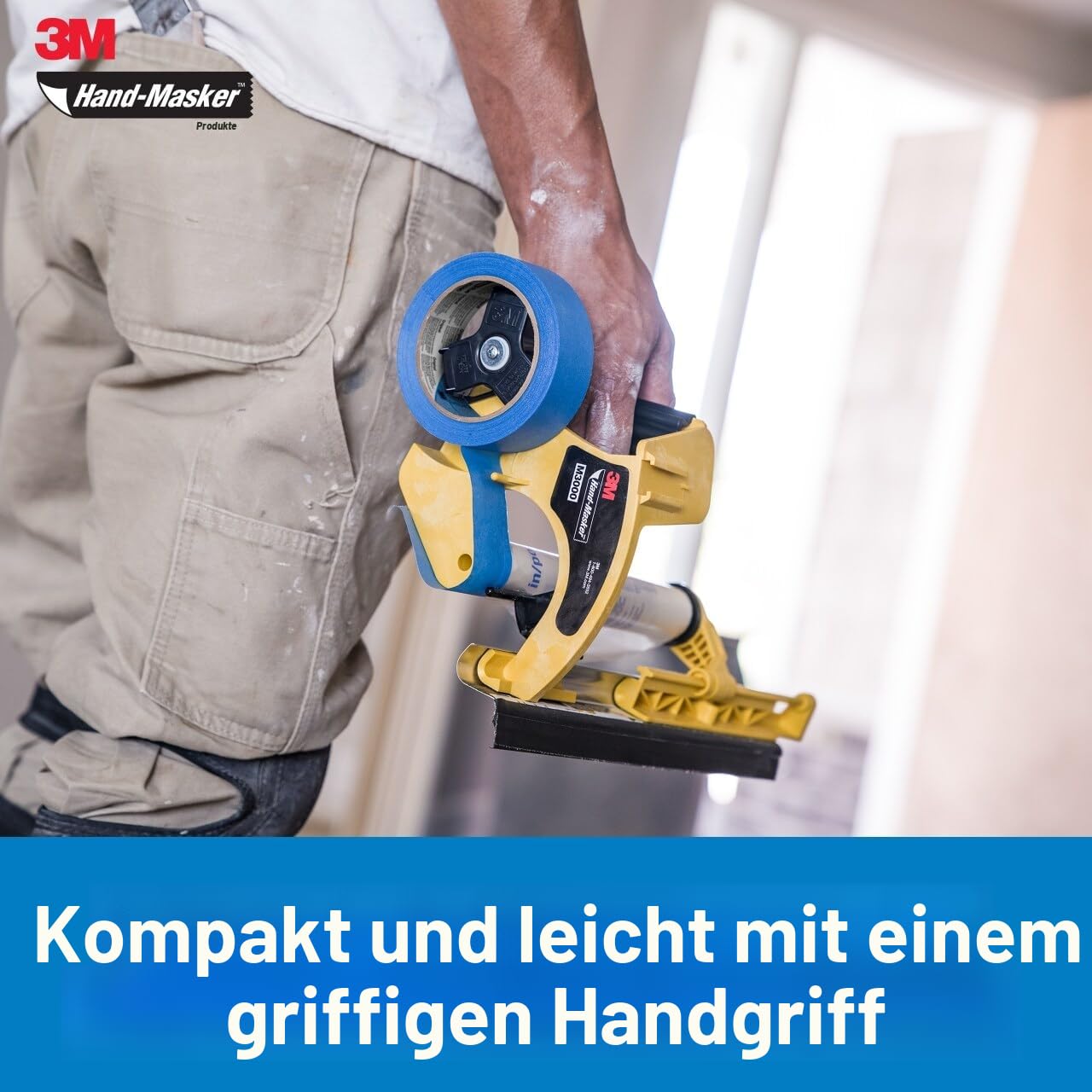 3M Hand-Masker M3000 Werkzeug Malerband und Abdeckfolienspender-Set, 3M Handmasker schützt Oberflächen vor Farbspritzern, inklusive 30,5 cm Klinge, Malerband und Abdeckfolie, 1 Set