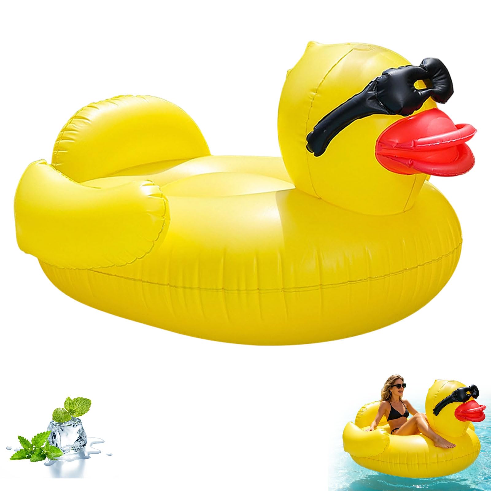 Aufblasbare Enten-Luftmatratze 53 Zoll mit Sonnenbrille für Pool See Riesig stabil langlebig PVC Schwimmtiere Wasserliege Badeinsel Sommer Party Strand Fluss Geschenk Erwachsene